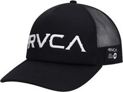 Men's RVCA Black Mister Cartoon Trucker Snapback Hat