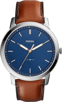 Men's The Minimalist Brown Leather Strap Watch 44mm