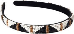 Sadie Alternating Triangles Thin Luxe Headband Black/white