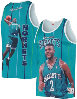Men's Larry Johnson Teal Charlotte Hornets Hardwood Classics Player Tank Top