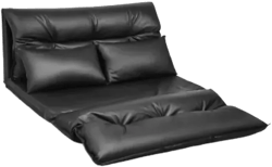 Foldable PU Leather Leisure Floor Sofa Bed with 2 Pillows