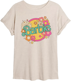 Trendy Juniors Barbie Floral Graphic Oversized Tee