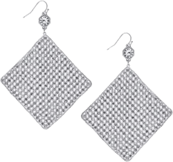 Silver-Tone Crystal Diamond-Shape Sheet Statement Earrings, Created for Macy's