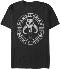 Men's Star Wars The Mandalorian Bounty Hunter Seek Destroy Short Sleeve T-Shirt