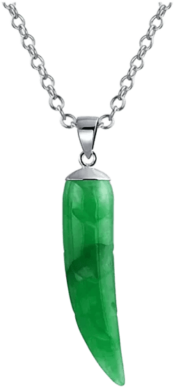 Tooth Amulet Green Natural Jade Italian Horn Pendant Necklace For Women s Men Sterling Silver