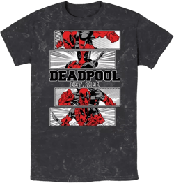 Men's Deadpool 4 Panel 2 Tone Short Sleeve Mineral Wash Tee