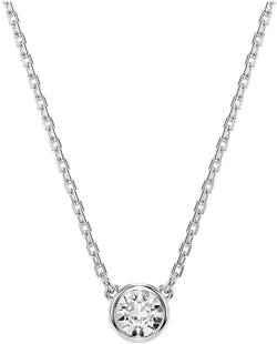 Imber Pendant, Round Cut, White, Rhodium Plated Necklace