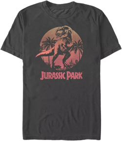 Jurassic Park Men's Retro T-Rex Sunset Logo Short Sleeve T-Shirt
