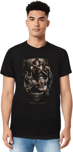 Mens Three In Action Short Sleeve Adult V Neck Premium Cotton Tee / T-Shirt