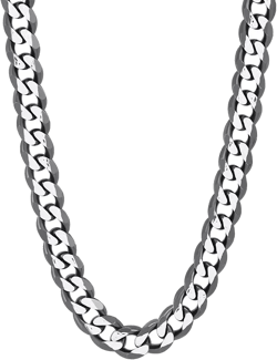 Italian Silver Men's Curb Link 22" Chain Necklace (8mm) in Sterling Silver & Black Ruthenium-Plate