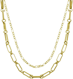 15.25" and 17.5" + 2" extender Gold Plated Multi Chain Layered Necklace