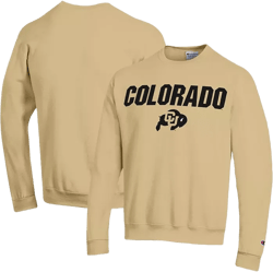 Men's Gold Colorado Buffaloes Straight Over Logo Powerblend Pullover Sweatshirt