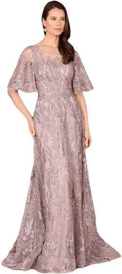 Women's Modest, Cape Sleeve A-line Gown