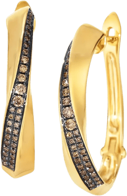 Le Vian Chocolatier Chocolate Diamond Hoop Earrings (1/4 ct. t.w.) in 14k Honey Gold