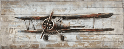 Empire Art Direct Model airplane Metallic Handed Painted Rugged Wooden Wall Art, 24" x 60" x 2.6"