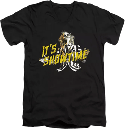 Beetlejuice Men's Showtime Short Sleeve Adult V Neck Premium Cotton Tee / T-Shirt