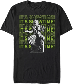 Men's Beetlejuice It's Showtime Repeating Text Short Sleeve T-shirt
