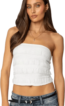 Women's Georgette Lacey Ruffle Tube Top