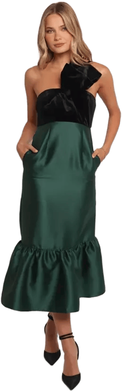 Petal and Pup Women's Amelie Bow Front One Shoulder Midi Dress