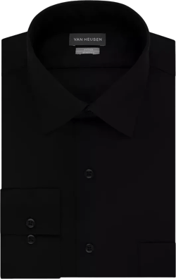Men's Fitted Stretch Wrinkle Free Sateen Solid Dress Shirt