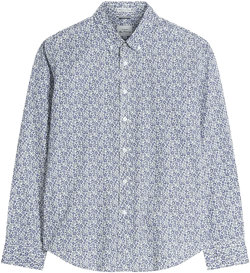 Men's Mono Floral Print Long Sleeve Shirt