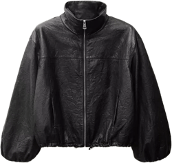 Mango Women's Oversized Leather Jacket