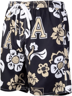 Men's Black Army Black Knights Floral Volley Logo Swim Trunks