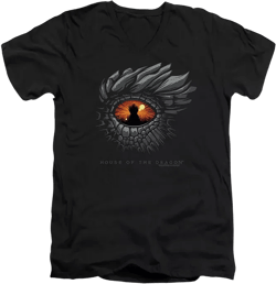 Men's Eye Of The Dragon Short Sleeve Adult V Neck Premium Cotton Tee / T-Shirt