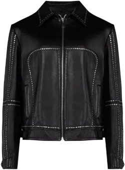Men's Leather Jacket Stud Rocks Details