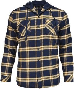 Burnside Men's Hooded Flannel Shirt Jacket | Navy Blue Plaid XX-large
