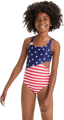Girls&#39; USA Flag Printed One Piece Swimsuit - Cat &#38; Jack&#8482; L
