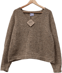 Made to Order, BIRDGIRL V-neck Pure Merino Wool sweater, 50 colours, ladies womens she her long sleeve, handmade Ireland Donegal yarns