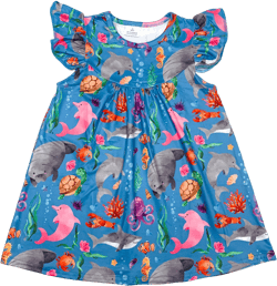 Sea Life Flutter Milk Silk Dress