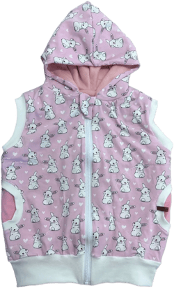 Cuddly vest with zipper rabbit rabbits bunny pink white jacket vest sweat jacket jersey teddy plush fleece 68 74 80 86 92 98 104 110 116