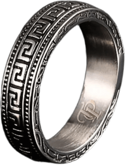 Silver Greek Key Ring - Mens Ring - Mens Silver Band Ring - Patterned Ring For Men - Mens Jewelry- Vintage Minimalist Ring By Twistedpendant