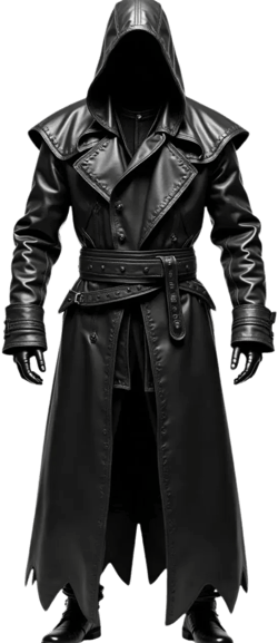 Men&#39;s Black Hooded Leather Trench Coat-Midnight Guardian Hooded Coat-Shadow Warrior Hooded Coat-Celestial Cloak Leather Trench.