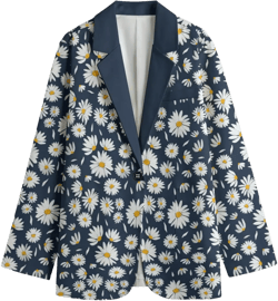 Daisy Unisex Artsy Bold Colors Two Pockets Cotton Blazer Up to 5XL