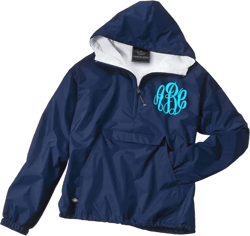 YOUTH Fleece Lined Monogrammed Pullover Rain Jacket Half-Zip Personalized Jacket 1/4 Zip Monogrammed Jacket - Wind Breaker