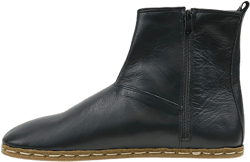 Women&#39;s Handmade Barefoot Black Leather Ankle Boots With Zipper - Daily Wear Comfy Winter Boots - Wide Toe Box Boots - Zero Drop Boots