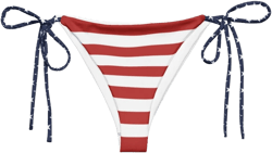 American Flag Bikini Bottom – USA Patriotic Swimsuit with Red & White Stripes, Perfect for 4th of July, Pool Parties Beach Days