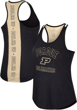 Women's Black Distressed Purdue Boilermakers 10 Days Racerback Scoop Neck Tank Top