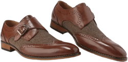Gino Vitale Men's Monk Strap Herringbone Dress Shoes Slip-on Loafers  