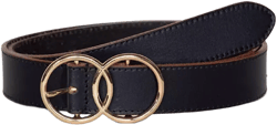 Women's Double O Ring Leather Pant Belt
