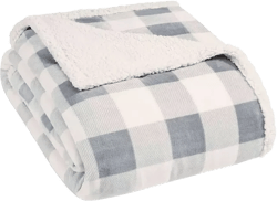 Mountain Plaid Ultra Soft Plush Fleece Reversible Blanket, King