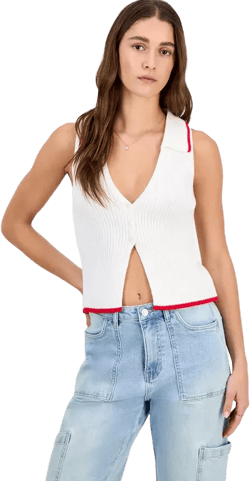 Juniors' Flyaway Collared Sweater Vest