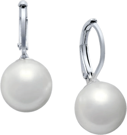 Silver-Tone Imitation Pearl Drop Earrings