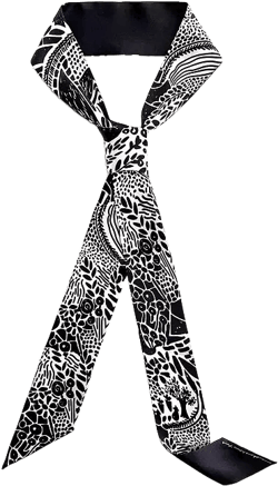 Silk Skinny Scarf Of Black Garden