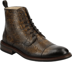 Men's Rome Embossed Leather Cap Toe Lace-up Boot