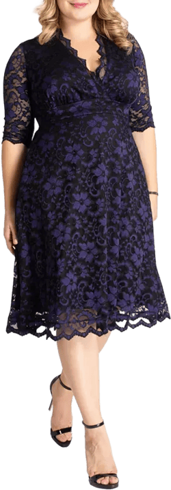Plus Size Mon Cherie Floral Lace Cocktail Dress