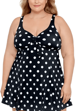 Swim Solutions Plus Size Tummy Control Bow Front Swimdress, Created For Macy's